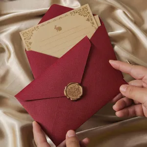 Thickened textured red envelope and letter paper set with wax seal for romantic letters gifts