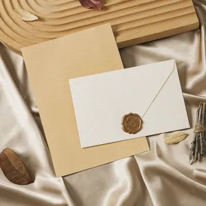 Vintage kraft letter paper and envelope set with wax seal for romantic stationery letters.