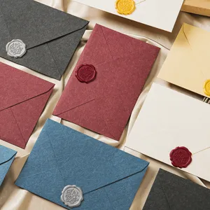 Vintage paper envelopes set with wax seals colorful stationery retro letter writing kit main