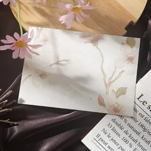 Brocade floral envelope stationery set vintage embossed 3d flower letter paper for greeting