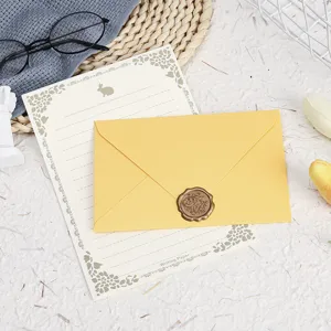 Letter paper and envelope set with wax seal, elegant stationery for greeting and love letters.