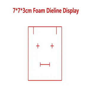 Technical drawing of 7x7x3cm sponge die-cut lines for jewelry box inserts