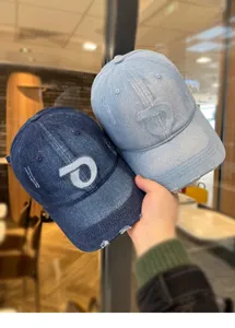 Berretto da baseball in denim da donna, cappello ricamato elegante con visiera mod