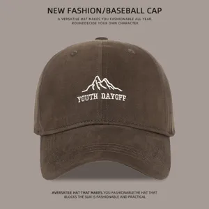 Brown deep crown baseball cap for women and men, wide brim sun protection fashion hat.