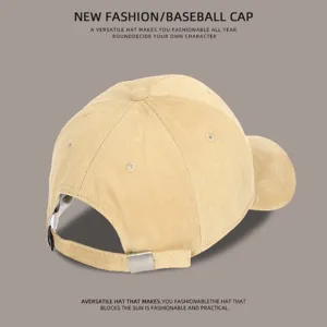 Classic beige corduroy baseball cap detail, deep crown design for comfortable daily wear.