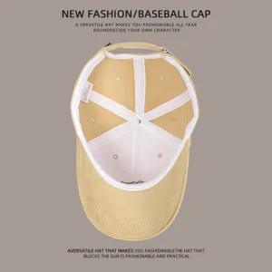 Khaki baseball cap interior view cotton material comfortable breathable casual daily wear hat