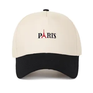 Paris Stickerei Five Panel Trucker Hut Colorblock Baseballkappe Retro Hip Hop Verstellbare Baumwolle Sonnenhut Für Damen Herren