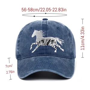 Detailed measurements for floral horse embroidered washed cotton baseball cap