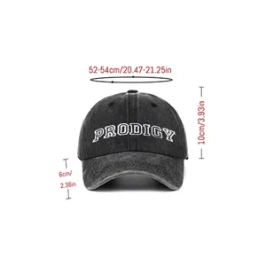 Especificaciones de tamaño para la gorra de béisbol de algodón lavado bordada PRODIGY
