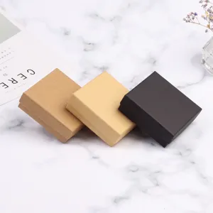 Joyero de Papel Kraft Vintage Con Tapa y Base Caja de Regalo Cuadrada para Collar Pulsera Colgante Embalaje de Almacenamiento