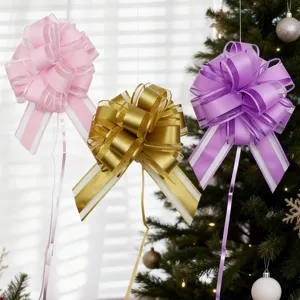 Διπλή Στρώση Organza Pull Bow Κορδέλες Συσκευασία Δώρου Διακοσμητικός Φιόγκος Για Γάμο Πάρτι Χειροτεχνία DIY Διακόσμηση Σπιτιού