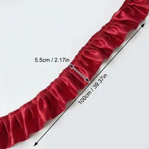 Ruban de bordure en dentelle plissée à double couche rouge largeur 5.5cm longueur 100cm pour couture.