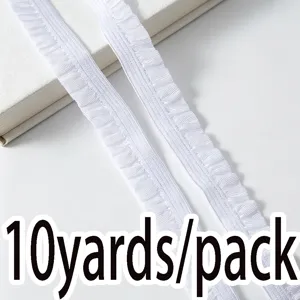 10 Yards Elastic Ruffle Trim 1cm White Pleated Ribbon Sewing DIY Craft Accessory for Sewing