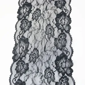 Black floral lace trim fabric 21cm width decorative DIY sewing craft garment material
