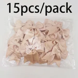 Noeuds de ruban perlé rose lot de 15 pièces, décoration artisanale en satin de polyester.