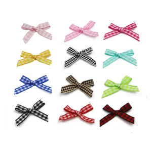 Fiocchi in nastro scozzese colorato da 3,5 cm per scatole regalo, confetti e lavori fai da te.