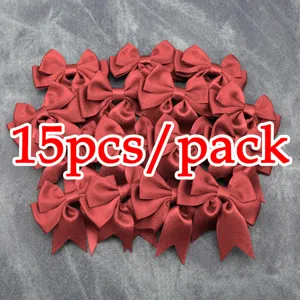 15pcs ruban de satin rouge noeuds perle brillant artisanat noeuds pour emballage cadeau fete