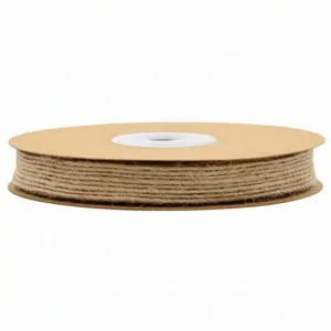 Detailed closeup of natural jute twine spool texture, perfect for rustic DIY crafts.