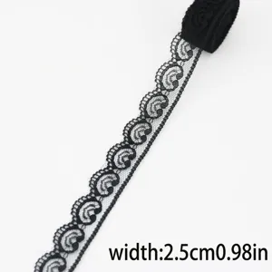 Black lace ribbon trim 2.5cm width for sewing garments gift wrapping DIY craft decoration