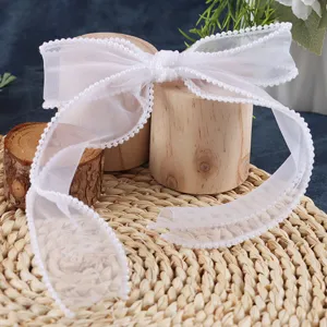Organza Pearl Edge Bows Lace Ribbon For Wedding Festival Decor And Gift Wrapping DIY Craft