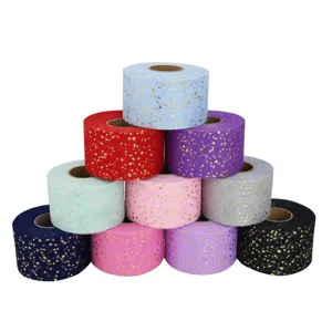 Stern Mesh Band Heißprägung Stern Tüll Rolle Für Geschenkverpackung Kuchen Verpackung Blumenstrauß Verpackung Handwerk DIY Party Dekor
