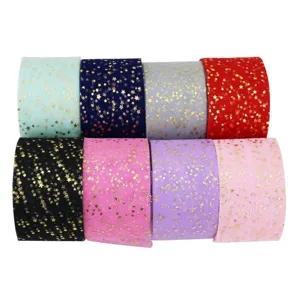 6cm Stern Tüllband Rolle für Blumenverpackung Kuchen Dekoration Bunt DIY Netzband Stoff