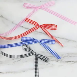 1cm wide gingham ribbon for DIY gift wrapping clothing sewing and hair bow decoration