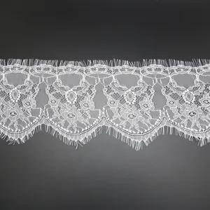White lace fabric trim 15.5cm eyelash lace ribbon for sewing garment dress decor DIY crafts