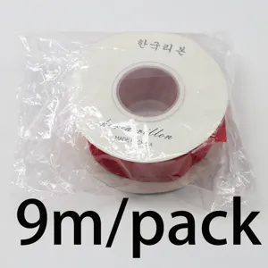 Red ruffled ribbon trim roll 4cm wide 9m per pack for gift wrapping, party decor and crafts.