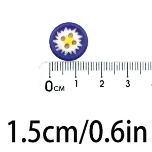 1.5cm 4-hole colorful daisy painted wooden buttons for sewing, garment accessories and DIY crafts.