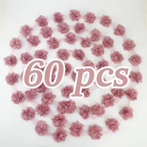 Chiffon kant bloem afwerking lint, roze bloem stof voor naaien, diy ambachtelijke decoratie.