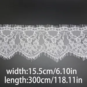 White lace trim fabric ribbon 15.5cm wide 300cm long for sewing clothing decor craft