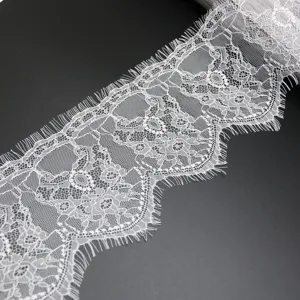 White lace trim 15.5cm wide fabric ribbon for garment sewing wedding gift wrapping craft DIY.