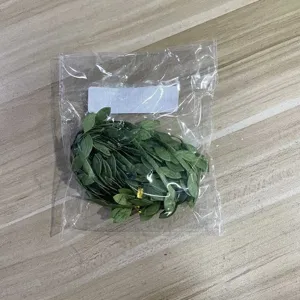 Green artificial leaf ribbon in clear bag, perfect for handmade DIY crafts and home decor.