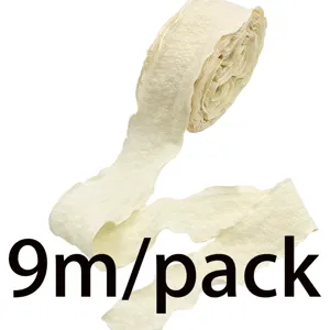 Beige ruffled ribbon roll 4cm wavy edge trim for gift wrapping and party decor, 9m pack