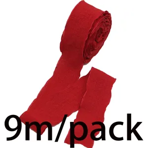 Red ruffled ribbon detail shot, showcasing the textured wavy fabric trim for DIY crafts.