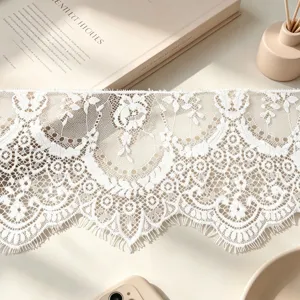 Exquisite white lace trim ribbon 160mm wide floral embroidered fabric for DIY clothing sewing crafts.
