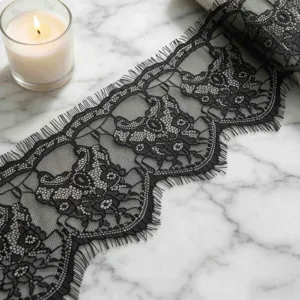 Black lace trim fabric ribbon for clothing sewing wedding gift wrapping and craft DIY projects