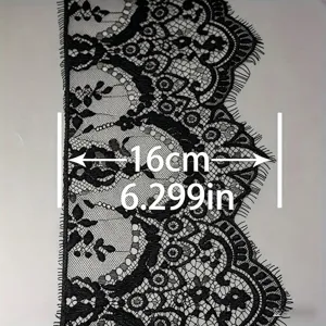 Black eyelash lace ribbon trim 16cm width DIY sewing clothing accessories 3 meters lot