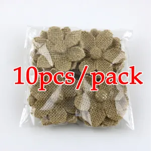 10pcs burlap flowers fabric jute rustic floral decor for clothing accessories craft project
