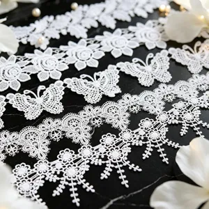 White Water Soluble Lace Trim Hollow Ribbon Fabric Applique For Clothing Sewing DIY Handmade Craft Decoration Accessories