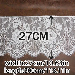 Weisse Wimpernspitze Stoff Borte 27cm Breite 300cm Laenge romantische Brautkleid Zubehoer