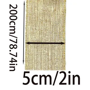 Goldener Drahtband Detailansicht, 5cm Breite und 200cm Länge für schöne DIY Dekoration.