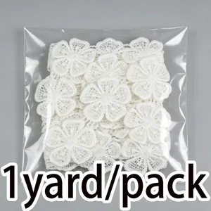White water-soluble lace flower trim ribbon for DIY sewing crafts clothing decoration 1 yard pack