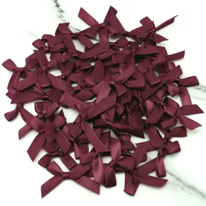4x4cm Burgundy Satin Ribbon Bows DIY Craft Sewing Garment Apparel Decoration Accessories