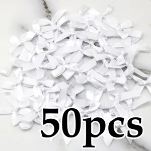 White satin ribbon bows 50pcs DIY craft sewing accessories clothing decoration supplies