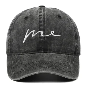Unisex Japanese Minimalist Cotton Embroidered Letter Baseball Cap Vintage Washed Adjustable Sun Protection Outdoor Sunscreen Duckbill Hat