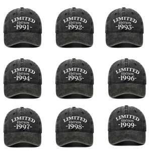 Retro Cotton Washed Distressed Baseball Cap Embroidered Limited Edition Year Theme Adjustable Sun Protection Hat For Men Women Birthday Gift