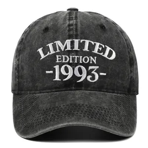 Front view of washed cotton vintage baseball cap with 1993 Limited Edition embroidery