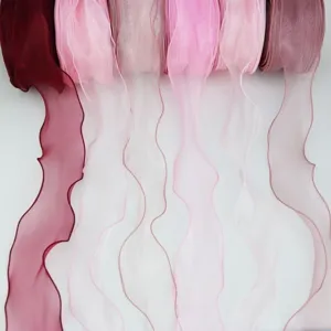 6cm sheer organza ribbon with wavy edge for gift wrapping, flower bouquet and craft decor.